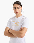 EA7 Regular Fit Gold Label Cotton Crewneck Short Sleeve T-Shirt | LEVISONS