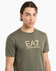 EA7 Regular Fit Gold Label Cotton Crewneck Short Sleeve T-Shirt | LEVISONS