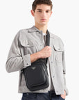 Emporio Armani Regenerated Leather Crossbody Bag With Eagle Plaque | LEVISONS