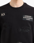 Armani Exchange Logo Mania Regular Fit Cotton Crewneck Sweatshirt | LEVISONS