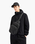 Emporio Armani One Shoulder Backpack With All-Over Jacquard Eagle | LEVISONS