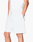Armani Exchange All Over Logo Cotton Shorts With Elasticated Waistband And Customised Drawstrings | LEVISONS