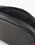Emporio Armani Smooth Regenerated Leather Washbag With Red Logo Band | LEVISONS