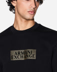 Armani Exchange Regular Fit Cotton Crewneck Sweatshirt With Central Gold Branding | LEVISONS