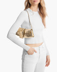Michael Kors Colby Small Crackled Metallic Leather Convertible Clutch | LEVISONS