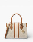 Michael Kors Becca Medium Signature Logo Stripe Satchel | LEVISONS