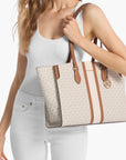 Michael Kors Becca Large Striped Signature Logo Tote Bag | LEVISONS