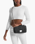 Michael Kors Tribeca Large Frayed Denim Shoulder Bag | LEVISONS