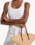 Michael Kors Isa Small Hand-Crocheted Straw Tote Bag | LEVISONS