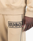 Hugo Blue Cotton-Terry Tracksuit Bottoms With Chain-Stitch Logo | LEVISONS