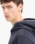 Emporio Armani Regular Fit Cotton Hooded Sweatshirt With Contrast Jacquard Branding | LEVISONS