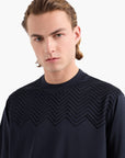 Emporio Armani Regular Fit Cotton Crewneck Chevron T-Shirt | LEVISONS
