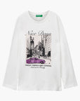 United Colors Of Benetton Girl Junior T-Shirt With Glitter Print | LEVISONS
