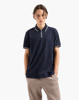 Armani Exchange Regular Fit Cotton Polo Shirt With Contrasting Stripe Detailing And A Quarter Zip | LEVISONS