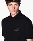 Armani Exchange Black And Gold Regular Fit Cotton Polo Shirt With Logo Patch | LEVISONS