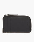 Emporio Armani Zip Up Leather Card Holder With Embossed Pattern Metal Eagle Logo | LEVISONS