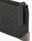 Emporio Armani Zip Up Leather Card Holder With Embossed Pattern Metal Eagle Logo | LEVISONS