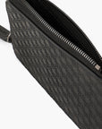 Emporio Armani Zip Up Leather Card Holder With Embossed Pattern Metal Eagle Logo | LEVISONS