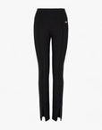 EA7 Slim Fit Cotton Stretch Leggings With Front Slits And Gold Logo Plaque | LEVISONS