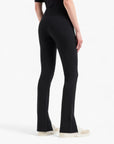 EA7 Slim Fit Cotton Stretch Leggings With Front Slits And Gold Logo Plaque | LEVISONS