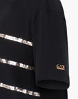 EA7 Regular Fit Crewneck T-Shirt With Sequence Stripes And Gold Logo Plaque | LEVISONS