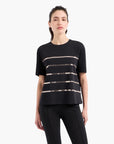 EA7 Regular Fit Crewneck T-Shirt With Sequence Stripes And Gold Logo Plaque | LEVISONS
