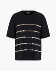 EA7 Regular Fit Crewneck T-Shirt With Sequence Stripes And Gold Logo Plaque | LEVISONS