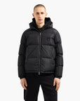 Armani Exchange Icon Zip-Up Down Jacket With A Hoodie And Monochromatic Logo Patch | LEVISONS