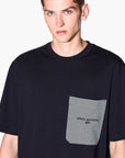 Armani Exchange Regular Fit Cotton Crewneck T-Shirt With A Stripped Patch Pocket | LEVISONS