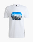 BOSS Black Cotton-Jersey T-Shirt With Mixed -Media Artwork | LEVISONS