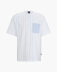 BOSS Black Mercerised-Cotton T-Shirt With Panelled Stripes. | LEVISONS