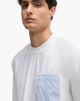 BOSS Black Mercerised-Cotton T-Shirt With Panelled Stripes. | LEVISONS