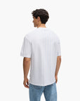 BOSS Black Mercerised-Cotton T-Shirt With Panelled Stripes. | LEVISONS