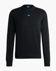 Hugo Blue Knitted-Cotton Sweater With Blue Logo Label | LEVISONS