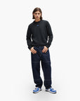 Hugo Blue Knitted-Cotton Sweater With Blue Logo Label | LEVISONS
