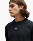 Hugo Blue Knitted-Cotton Sweater With Blue Logo Label | LEVISONS