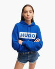 Hugo Blue Relaxed-Fit Hoodie In French Terry With Logo Print | LEVISONS