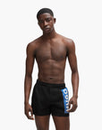 Hugo Blue Partially Lined Quick-Dry Swim Shorts With Vertical Logo | LEVISONS