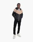 BOSS Black Water-Repellent Jacket In Mixed Materials With Mesh Lining | LEVISONS