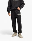 Hugo Blue Cotton-Terry Tracksuit Bottoms With Chain-Stitch Logo | LEVISONS