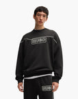 Hugo Blue Cotton-Terry Sweatshirt With Chain-Stitch Logo | LEVISONS