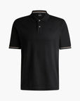 BOSS Black Mercerized-Cotton Regular-Fit Polo Shirt With Stripe Trims | LEVISONS