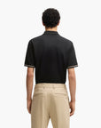 BOSS Black Mercerized-Cotton Regular-Fit Polo Shirt With Stripe Trims | LEVISONS