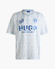 Hugo Blue Oversized-Fit T-Shirt With Football-Inspired Artwork | LEVISONS