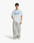 Hugo Blue Oversized-Fit T-Shirt With Football-Inspired Artwork | LEVISONS