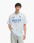 Hugo Blue Oversized-Fit T-Shirt With Football-Inspired Artwork | LEVISONS