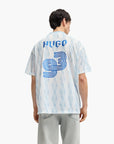 Hugo Blue Oversized-Fit T-Shirt With Football-Inspired Artwork | LEVISONS