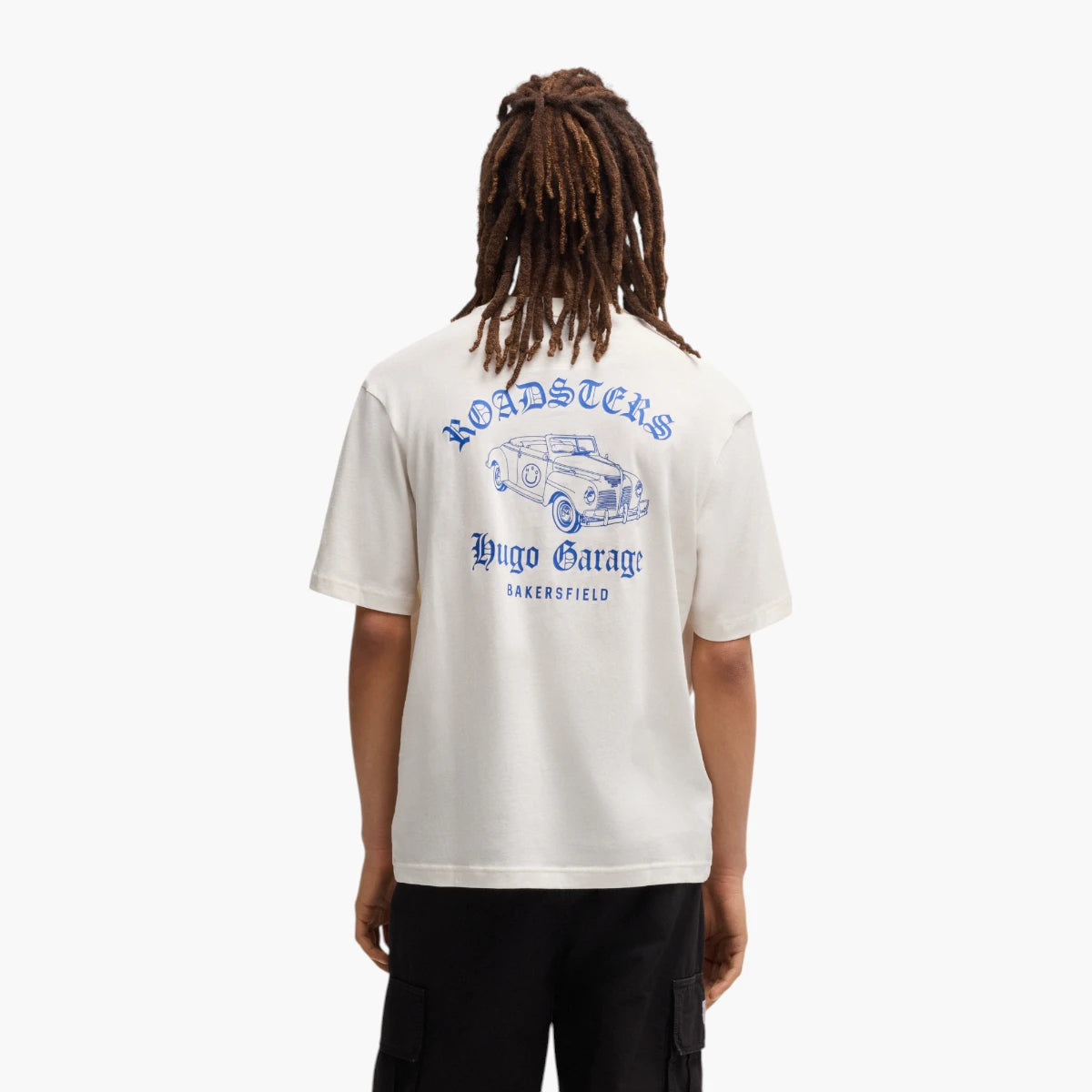 Hugo Blue Cotton-Jersey T-Shirt With Car Graphic Logo | LEVISONS