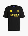 Hugo Blue Cotton-Jersey T-Shirt With Football-Inspired Prints | LEVISONS
