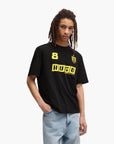 Hugo Blue Cotton-Jersey T-Shirt With Football-Inspired Prints | LEVISONS
